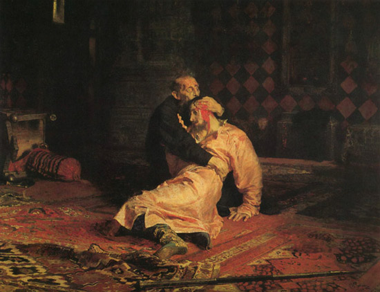 Фрагмент картины Ильи Репина «Иван Грозный убивает своего сына» 