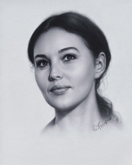 Portrait drawing video Monica Bellucci