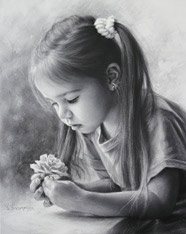 Drawing little girl with a flower 2015