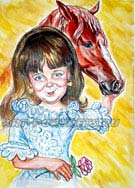 Girl and race horse 