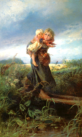 Картина Маковского Дети бегущие от грозы, 1872 г.