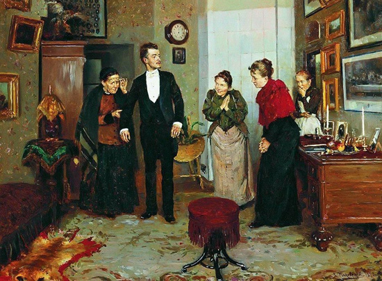 Картина Маковского Первый фрак, 1892 г.