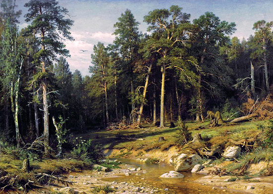 Картина Шишкина Сосновый бор. Мачтовый лес в Вятской губернии