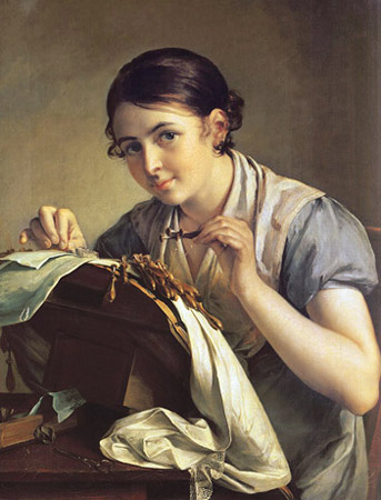 Кружевница - картина Тропинина. 1823 г.