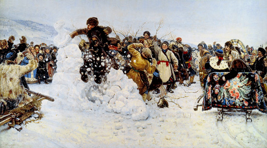 Картина Взятие снежного городка, Суриков Василий 1891 год