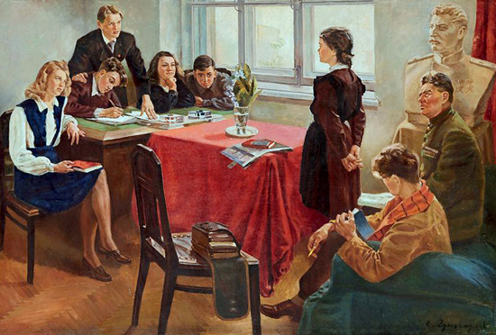 Картина Приём в комсомол. 1949 год.