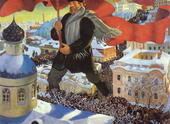 Картина Кустодиева Большевик