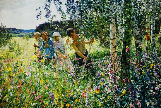 Картина Пластова «Сенокос». 1945 г.