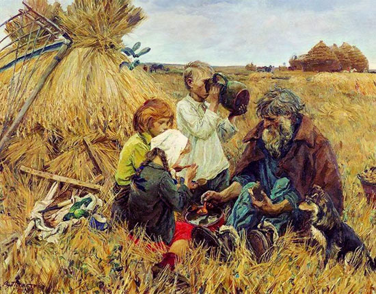 Картина Пластова «Жатва». 1945 г.