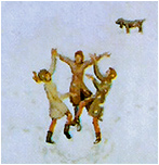 Фрагмент Картины Попова Первый снег. Три подружки