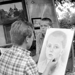 Igor Kazarin drawing a boy