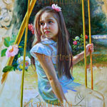Painting little girl on a swing 2015