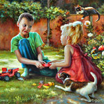 Painting Children play in the garden 2015