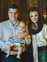 Family portrait at the christening in the Russian Church