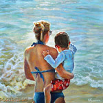 Картина мама с сыном на море