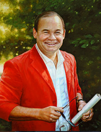 Oil Portrait of a man in a red jacket