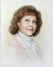 Color portrait of a woman.  dry brush