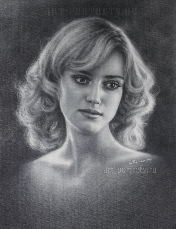 Black and white drawings of beautiful girl and famous actresses