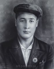 Male portrait is drawn from the old photo