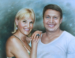 color portrait painting of family