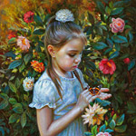Painting of a little girl with a butterfly 2016