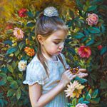 Painting of a little girl with a butterfly 2016