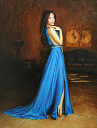 Девушка в синем платье 2015