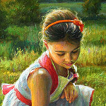 Фрагмент девочка с лилиями