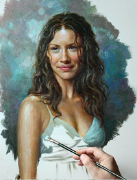 Evangeline Lilly 2022 in progress. Oil paint