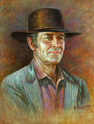 Painting Portrait of American actor Henry Fonda