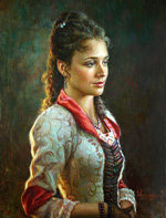 Portrait of Anastasia Mikulchina in oil