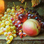 Grape, peach, plum. fragment