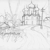 Russian motive. Sketch drawing