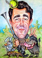 Hunter joint cartoon. Caricature from photo